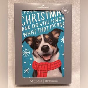 Hallmark Christmas Cards Puppy Dog Pet Lovers 16 Count Box Holiday Red Envelopes